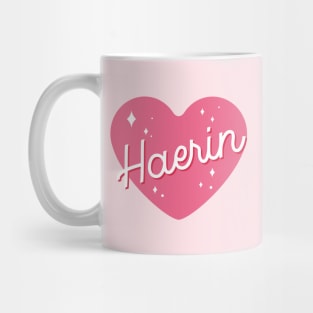 Newjeans new jeans Haerin name typography pink heart Mug